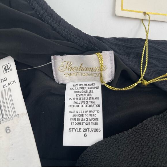 SHOSHANNA Swimsuit One Piece One Shoulder Black Tide Jacquard Textured NWT SZ 6 - Picture 6 of 14